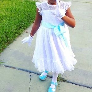 White and baby blue dress